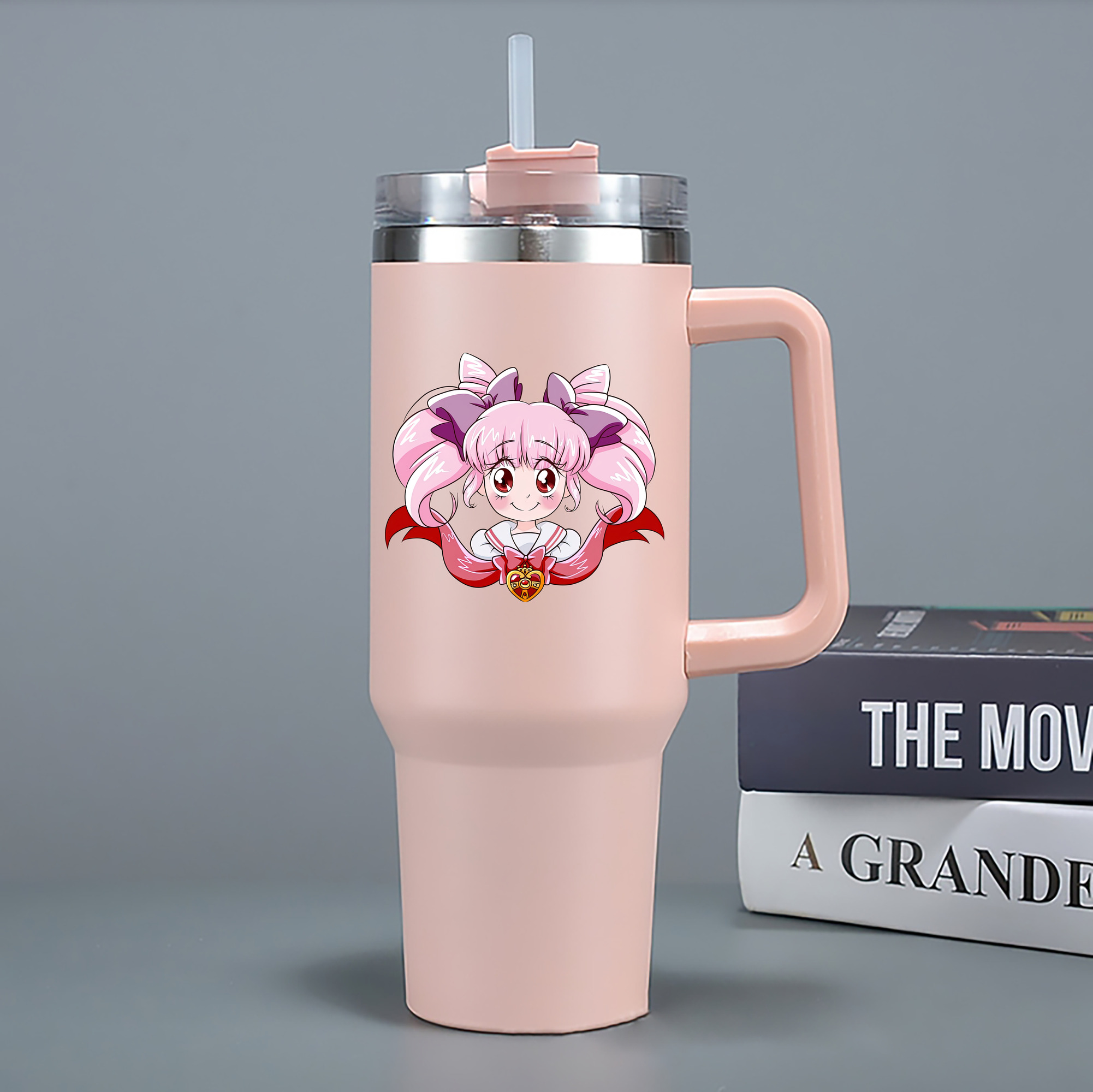 （画像用） 美少女戦士セーラームーン ちびうさ Sailor Moon Chibiusa Tsukino Usagi Small Lady Serenity 1200mL車用タンブラー - クリスタルステッカー（プラスチックストロー付き）